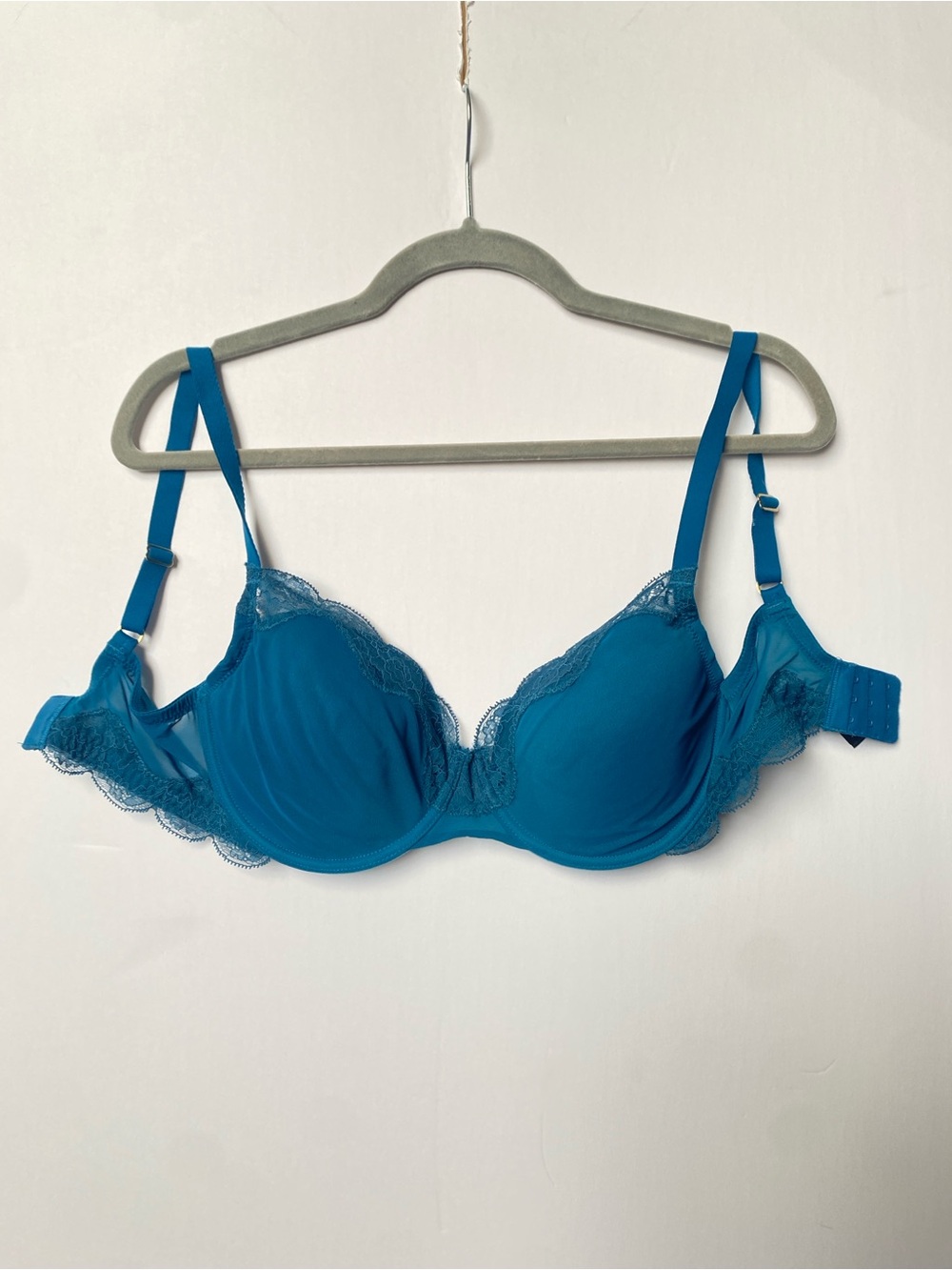 Natori Teal Lace-Trim Underwire Bra